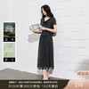 三彩2026夏季新款假两件连衣裙收腰A字裙荡领长裙S 商品缩略图0