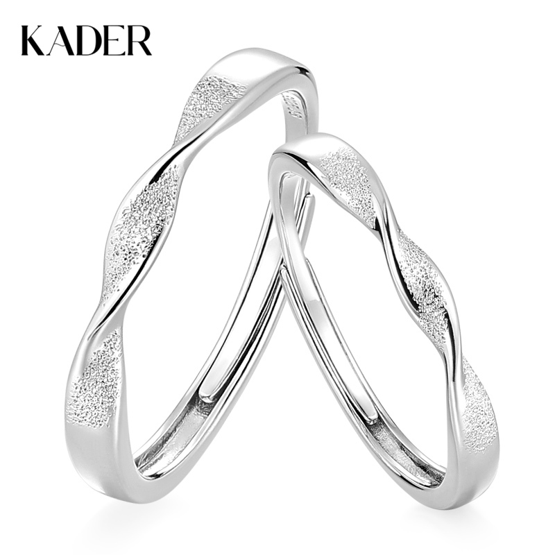 卡蒂罗KADER 星光流转情侣对戒 简约磨砂设计原创开口素圈一对可调节 共赴爱河恋爱频率 s925银 戒指 男女同款情侣款