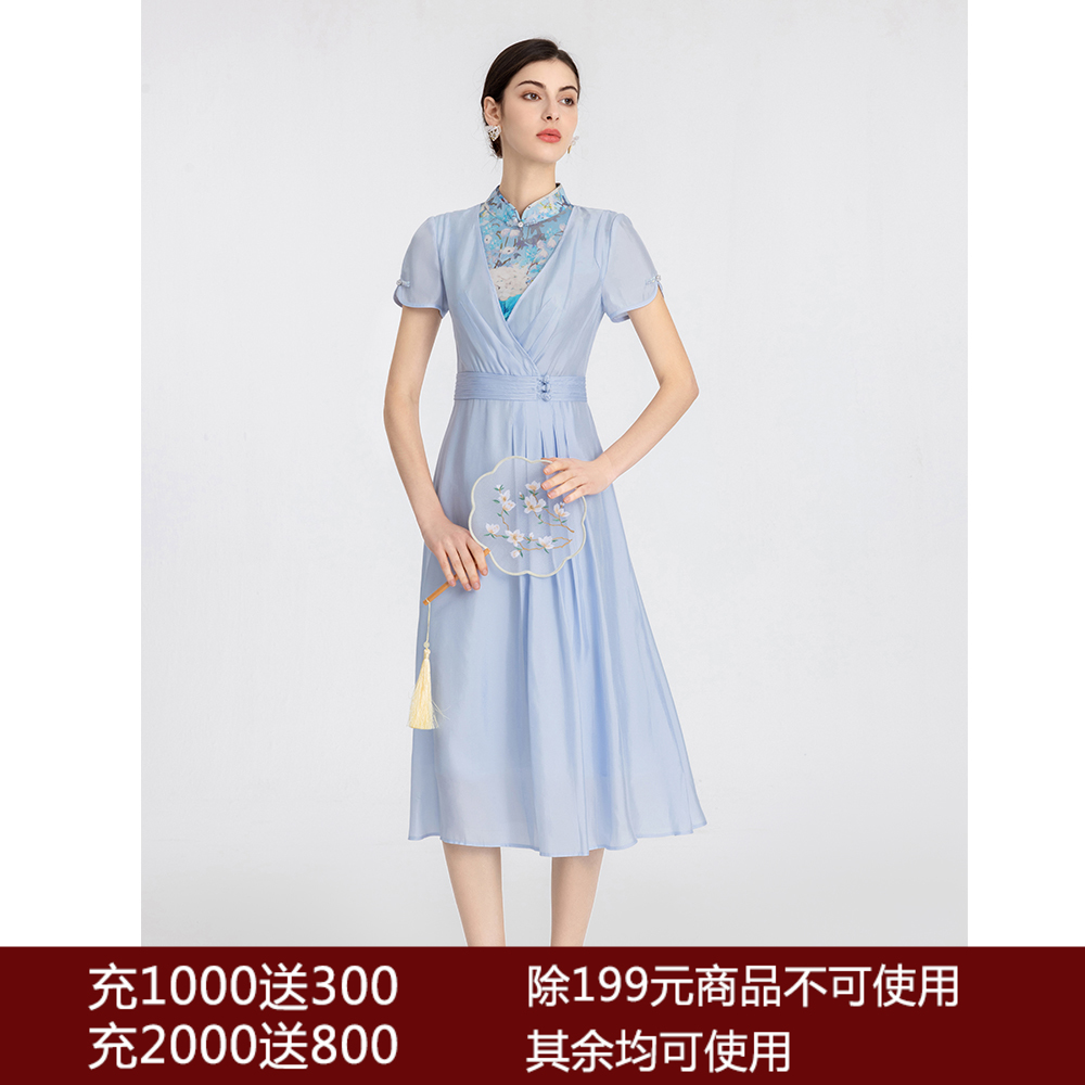 司歌国风短袖改良旗袍连衣裙短袖优雅端庄A891109X