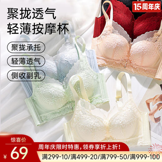 上托聚拢蕾丝文胸（背扣款） 商品图0