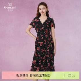 乔万尼夏季新款真丝连衣裙气质碎花收腰裙轻薄透气EI2E753