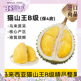 【BF】猫山王榴莲精品B级整果  约3-3.5斤(保4房)