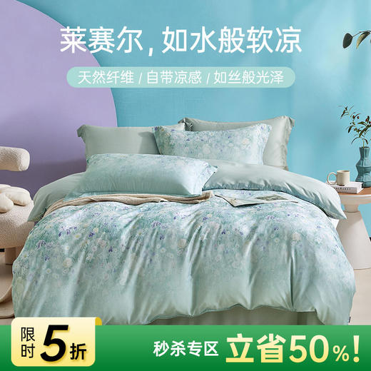 天丝莱赛尔印花四件套(彩花园) 商品图0