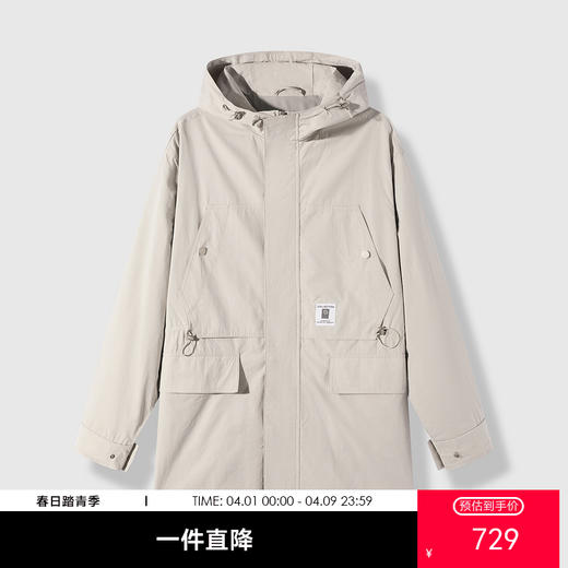 GXG男装26春季日常通勤户外山系工装宽松休闲男式中长款翻领风衣K&C 商品图0