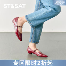 星期六法式水钻扣带粗跟玛丽珍SSD1111B19