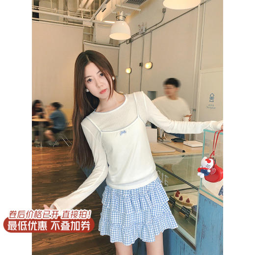 【129元任选2件】现货！芭蕾风真两件镂空修身针织T恤 商品图0