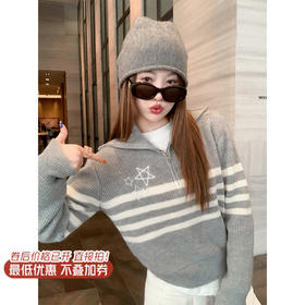 <曾小咸推荐> 2.5 现货秒杀 ！微信超特价！翻领纹毛针织衫 日常199.99 立减110 秒杀89.99！！