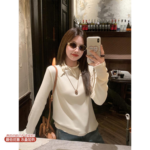 <曾小咸推荐>现货秒杀 ！微信超特价！蝴蝶结绑带加绒打底衫 日常129.99 立减60 秒杀69.99 毛毛外套  秒杀199.99！！ 商品图0