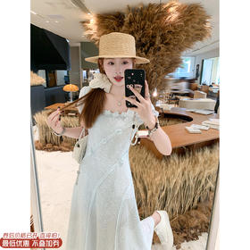 【折后再享2件88折】现货秒杀！微信打折价！韩系浅色系方领立体花连衣裙 日常219.99 立减90 秒杀129.99！