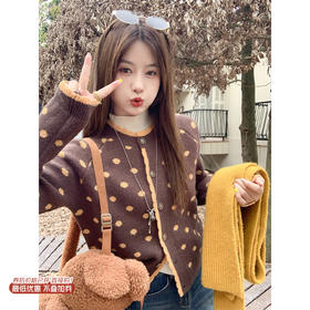 <曾小咸推荐>现货秒杀 ！微信超特价！复古波点毛衣开衫 日常209.99 立减120 秒杀89.99！！