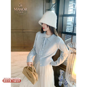 <曾小咸推荐>现货秒杀！微信超特价！蓝色翻领毛织开衫 日常219.99 立减130 秒杀89.99！