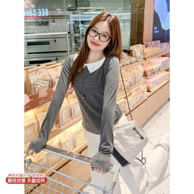 <曾小咸推荐>现货秒杀 ！微信超特价！韩系条纹翻领t恤 日常129.99 立减60 秒杀69.99！！