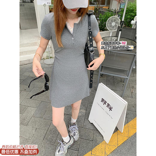 【129元任选2件】现货！假两件蕾丝花边连衣裙 商品图0