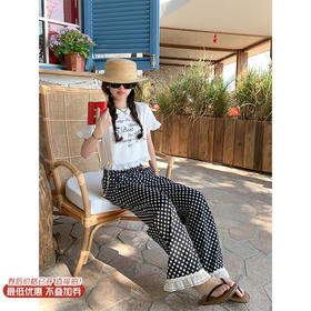 【129元任选2件】现货！花边拼接碎花休闲裤