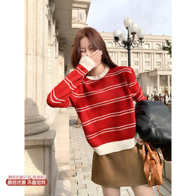 <曾小咸推荐>现货秒杀 ！微信超特价！红白条纹毛衣 日常159.99 立减70 秒杀89.99！！  毛领PU皮衣 秒杀169.99！！