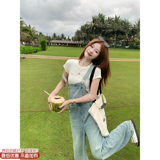 <曾小咸推荐>盐系复古减龄牛仔背带裤 日常219.99 立减120 秒杀99.99！ 商品图0