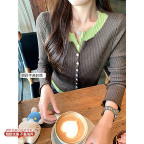 【149元任选2件】现货！假两件撞色排扣设计针织T