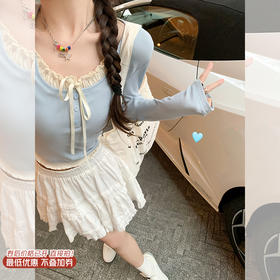 <曾小咸推荐>现货秒杀！微信超特价！【气质输出】蓝色蕾丝绑带长袖 日常119.99 立减60 秒杀59.99！短袖秒杀49.99！！