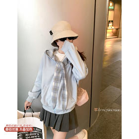 【189元任选2件】现货！蓝色领口系蝴蝶结连帽外套