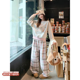 【169元任选2件】现货！粉色格子休闲裤