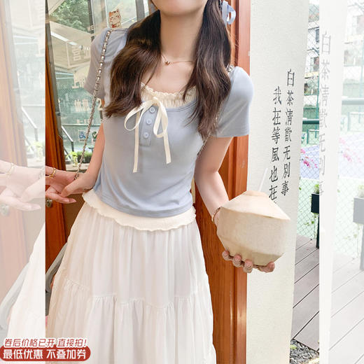 【99元任选2件】微信打折价！蕾丝边短袖 商品图0