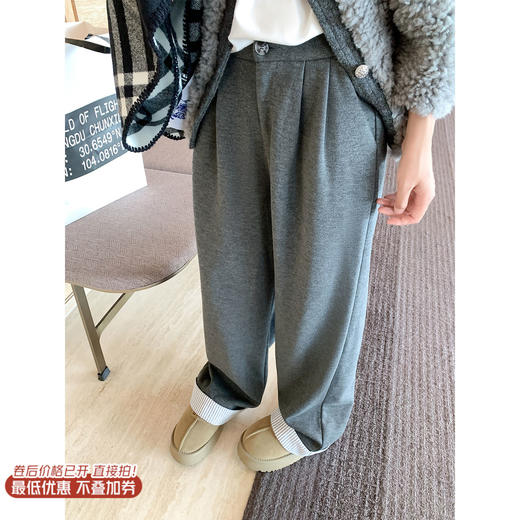 【169元任选2件】现货！灰色脚口拼接灰色西装裤 商品图0