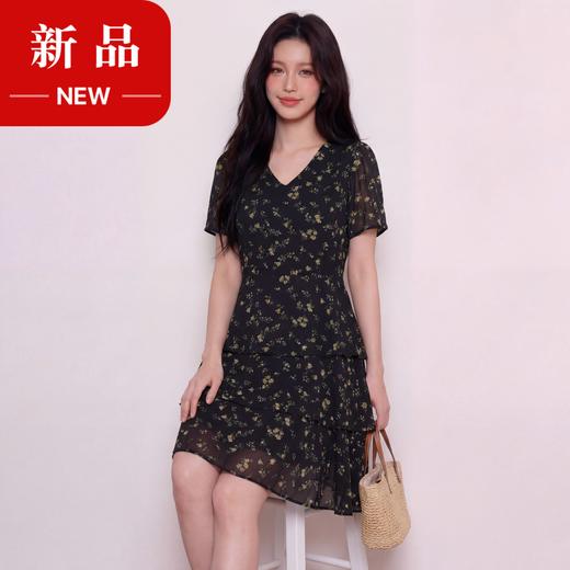 奢姿大码女装2026夏季减龄荷叶边V领连衣裙胖妹妹碎花蛋糕裙子9962860131 商品图0