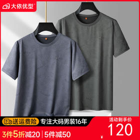 【DPS】大依优型大码男装夏季冰丝圆领短袖T恤简约休闲暗纹上衣