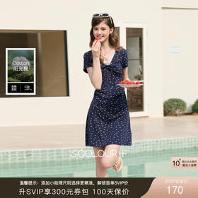 三彩独醒2026春季新款花边V领碎花裙连衣裙小A字裙短裙浪漫度假F