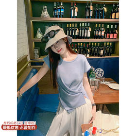 <曾小咸推荐>3.28现货秒杀！微信超特价！韩系不规则交叉纽扣针织短袖 日常99.99 立减40 秒杀59.99！