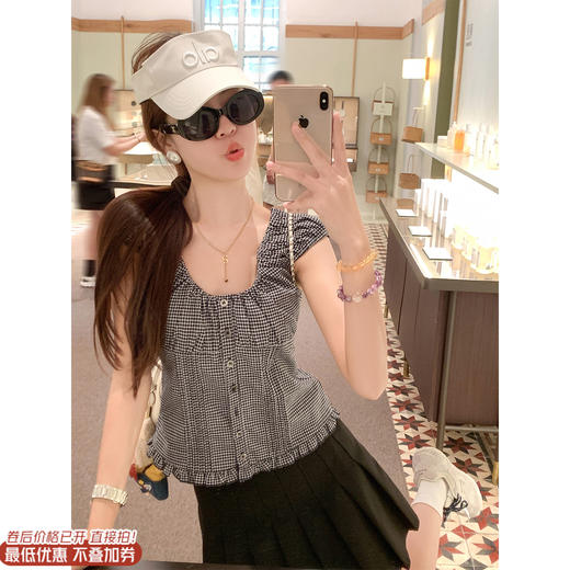 【129元任选2件】现货！韩系格子短袖 商品图0