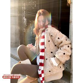 <曾小咸推荐> 现货秒杀！微信超特价！浅棕色波点羊羔毛外套 日常369.99 立减180 秒杀189.99！