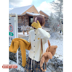 <曾小咸推荐> 现货秒杀！微信超特价！杏色侧边南瓜绣花系扣毛衣 日常199.99 立减100 秒杀99.99！