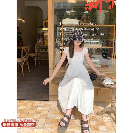 <曾小咸推荐>现货秒杀！微信超特价！甜美高腰显瘦白色A字连衣裙 日常229.99 立减120 秒杀109.99！ 商品图0