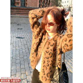 <曾小咸推荐>现货秒杀 ！微信超特价！ 复古豹纹毛衣开衫 日常199.99 立减110 秒杀89.99！！