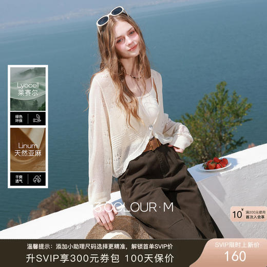 【莱赛尔】三彩2026夏季新款蝙蝠袖针织衫钩花罩衫小开衫外穿M 商品图0