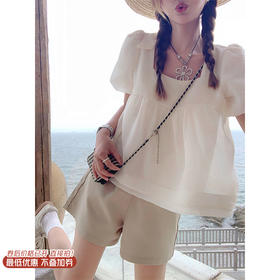 <曾小咸推荐>现货秒杀！微信超特价！韩系减龄方领娃娃衫短袖衬衫 日常139.99 立减70 秒杀69.99！