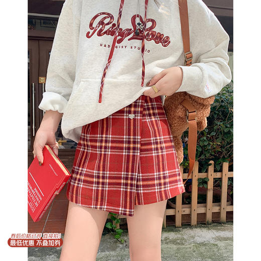 【129元任选2件】现货！红格子裤裙 商品图0