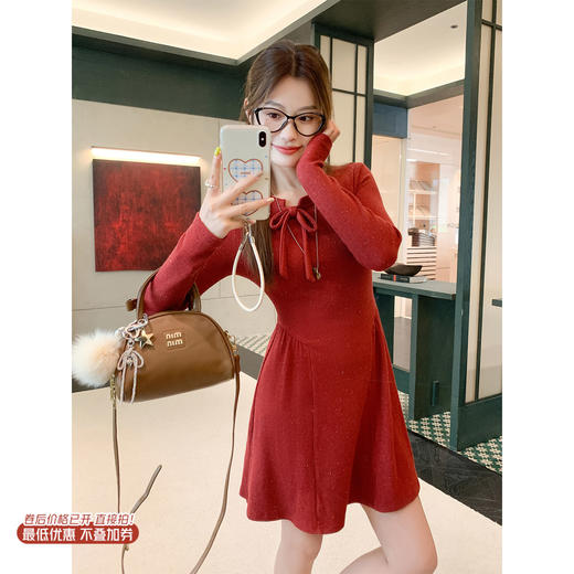 <曾小咸推荐>现货秒杀 ！微信超特价！韩系蝴蝶结针织连衣裙 日常209.99 立减120 秒杀89.99！仿水貂绒外套 秒杀149.99！！ 商品图0