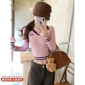 <曾小咸推荐>现货秒杀 ！微信超特价！韩系v领短款针织衫 日常129.99 立减60 秒杀69.99！！