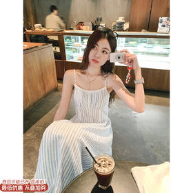 【折后再享2件88折】现货秒杀！微信打折价！韩系蕾丝蓝白条纹连衣裙 日常229.99 立减100 秒杀129.99！