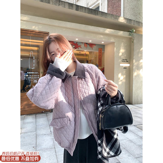 <曾小咸推荐>现货秒杀 ！微信超特价！撞色翻领菱格棉服 日常329.99 立减190 秒杀139.99！！ 商品图0