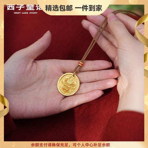 【预售3-5天】灵隐文创  新中式沙金项链女生招米毛衣链饰品 商品图0