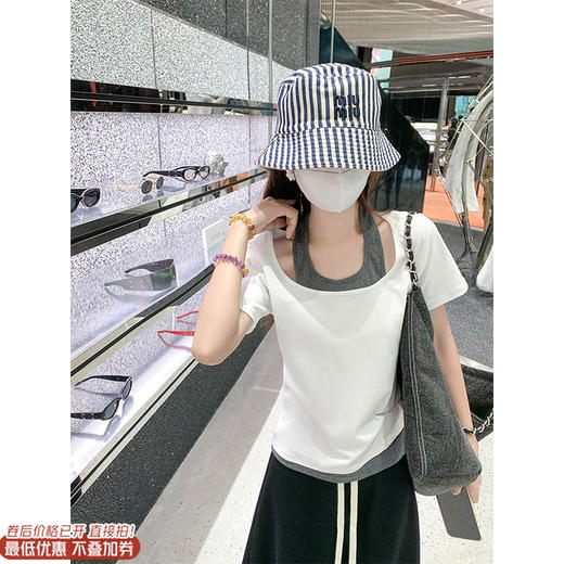 <曾小咸推荐>现货秒杀 ！微信超特价 2色假两件挂脖短袖T 日常109.99 立减60 秒杀49.99！休闲裤秒杀79.99！ 商品图0