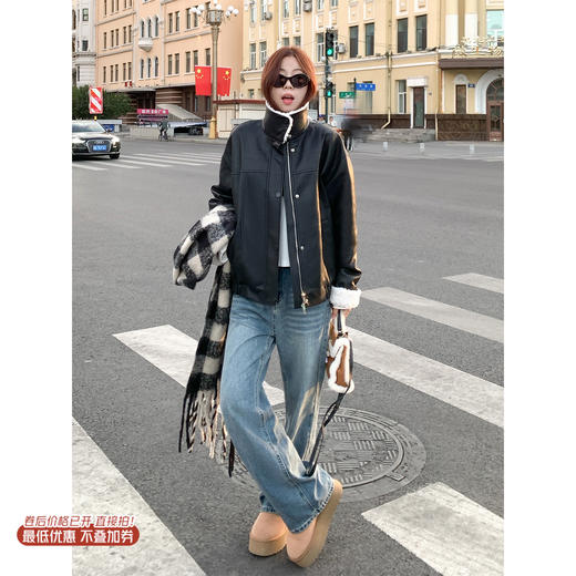 <曾小咸推荐> 现货秒杀！微信超特价！黑色毛领PU皮衣外套女 日常319.99 立减150 秒杀169.99！ 商品图0