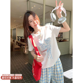 【110元任选2件】最后一波现货！韩系休闲印花白色正肩T恤