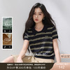 【莱赛尔】三彩2026夏季新款短袖翻领条纹针织衫套头上衣M 商品缩略图0
