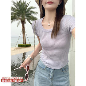 <曾小咸推荐>现货秒杀！微信超特价！2色短款短袖针织衫 日常119.99 立减60 秒杀59.99！