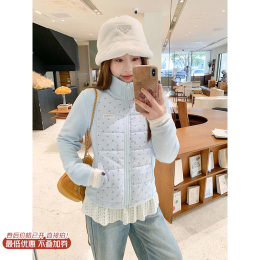 <曾小咸推荐>现货秒杀 ！微信超特价！韩系立领波点棉服外套 日常219.99 立减90 秒杀129.99！！ 商品图0