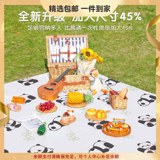户外出游【加厚一次性野餐垫】露营春游熊猫防潮垫 便携郊游地垫沙滩垫野餐布 商品图0